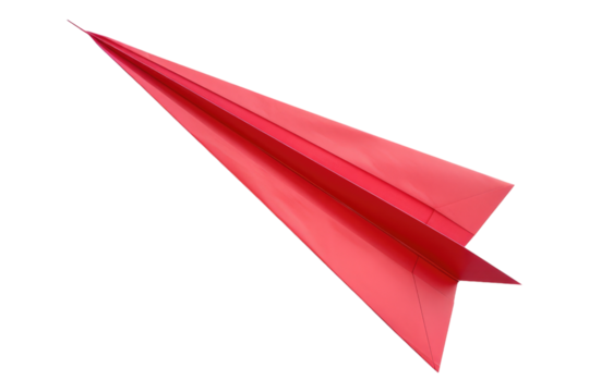 Red paper plane isolated on transparent background