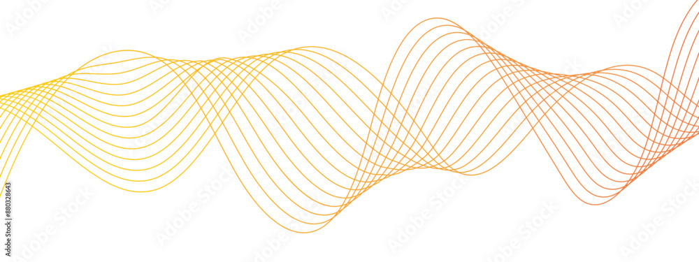 Aufkleber abstract red and yellow color wavy line pattern art wave with glittering lines. business curve lines