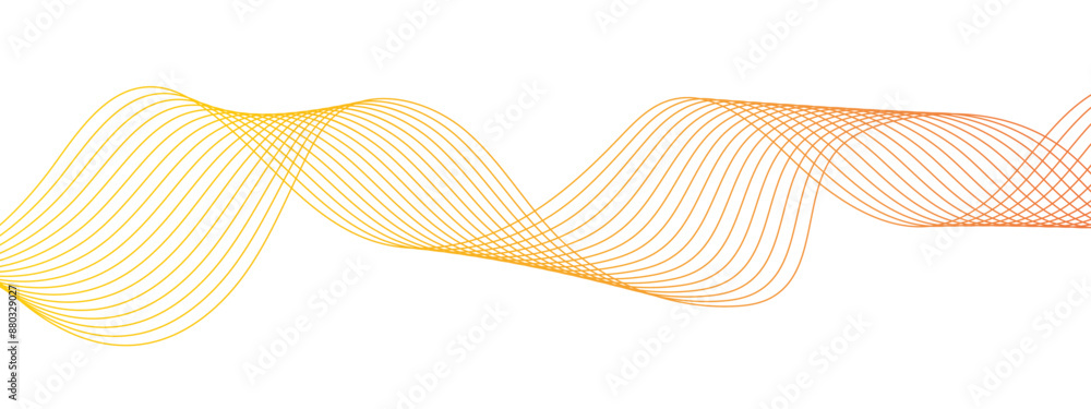 Aufkleber abstract red and yellow color wavy line pattern art wave with glittering lines. business curve lines