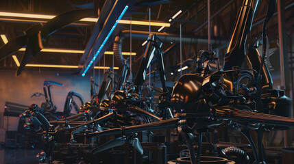 Artificial intelligence in an autonomous factory with robotic manipulators that assemble military drones