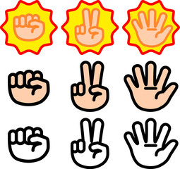 ジャンケンの手のデフォルメイラストセット