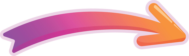 Colorful curved arrow pointing left with a gradient from purple to orange