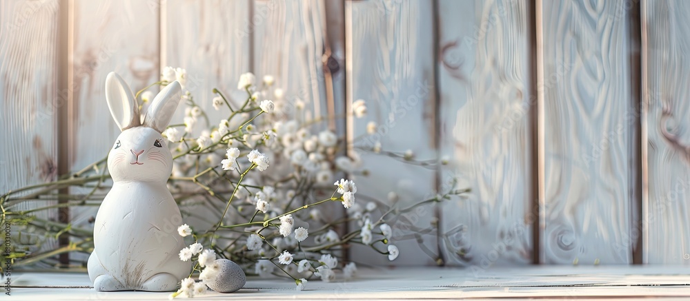 Poster easter bunny displayed on a wooden surface with a clean white backdrop to create a charming copy spa
