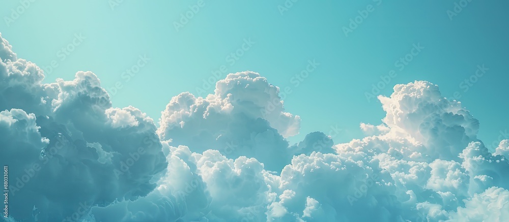 Poster blue sky with fluffy clouds a serene copy space image