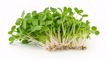 Naklejka premium Fresh pea microgreen sprouts isolated on a white background