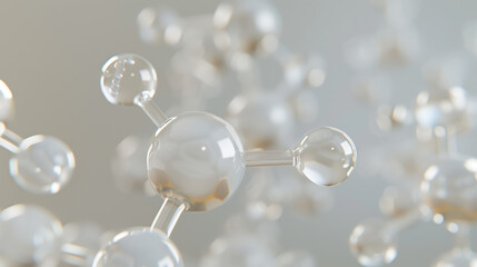 3D Illustration of Panthenol (Pro-Vitamin B5) Molecules Integrated in Hydration Cream Formula