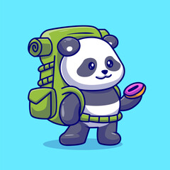 Cute Panda Hiking With Backpack Cartoon Vector Icon
Illustration. Animal Holiday Icon Concept Isolated Premium
Vector. Flat Cartoon Style