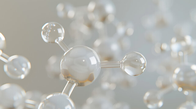 3D Illustration of Panthenol (Pro-Vitamin B5) Molecules Integrated in Hydration Cream Formula