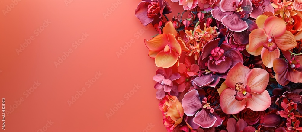 Aufkleber A decorative arrangement of artificial flowers with a blank area for additional image or text