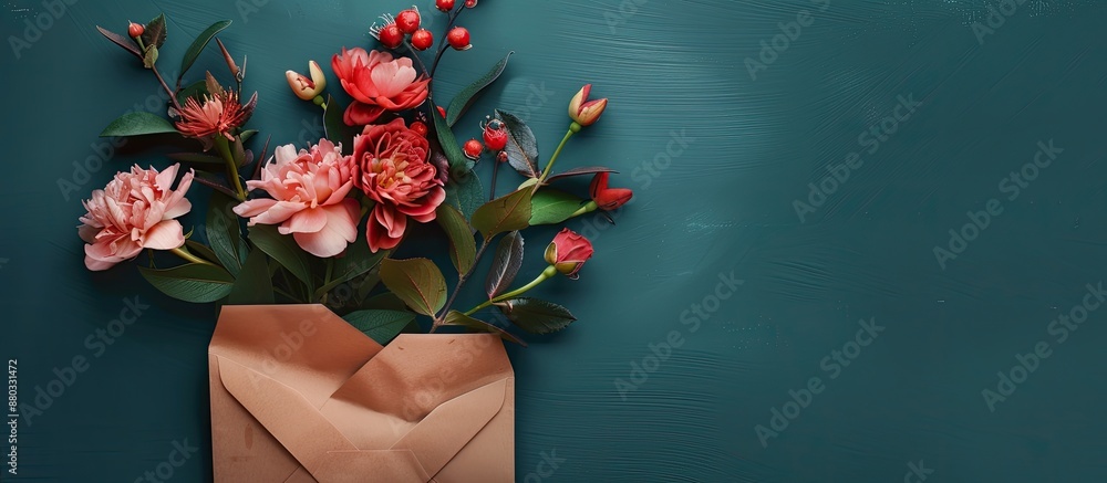Aufkleber floral display in an envelope with copy space image available