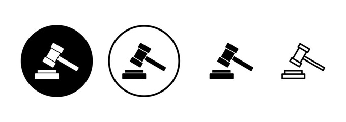 Gavel icon vector isolated on white background. Hammer icon vector. Judge Gavel Auction Icon Vector. Bid