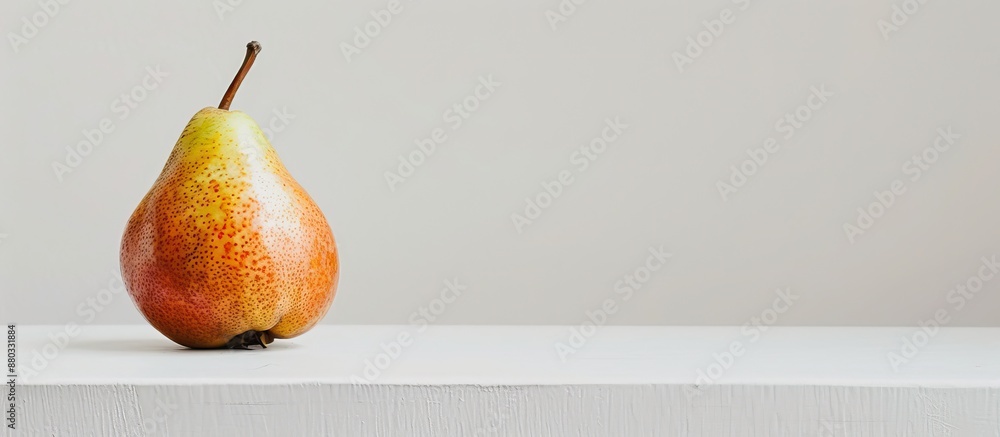 Poster pear fruit on a white backdrop with copy space image
