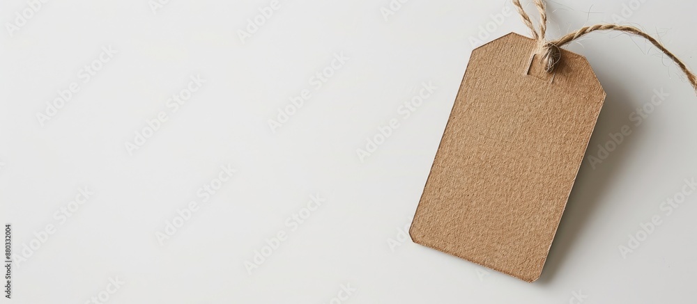 Poster Empty name tag on a white backdrop with ample copy space image