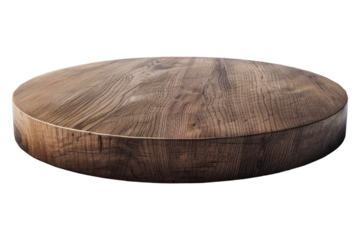 Round wooden podium isolated on transparent background