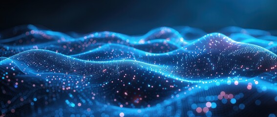 Abstract Blue and Pink Digital Wave