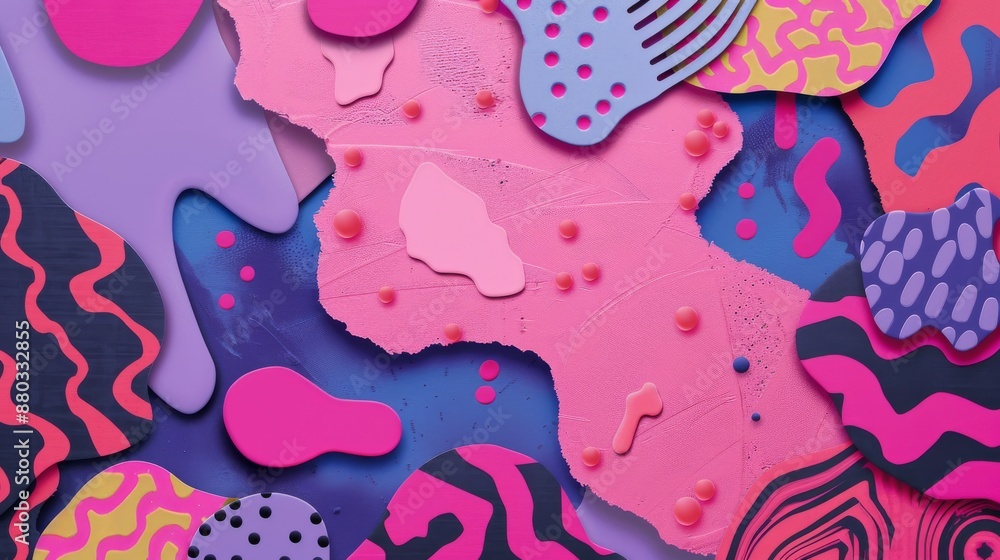 Poster abstract colorful shapes with 3d effect.