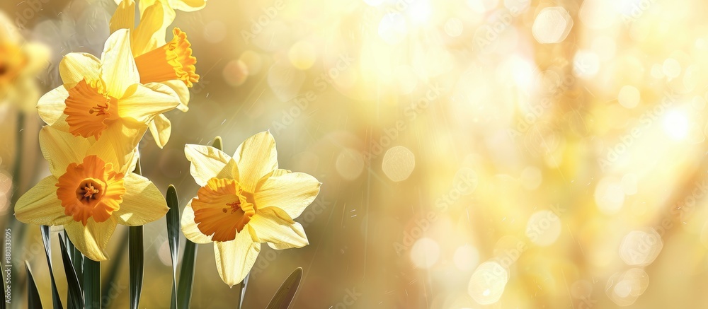 Poster dazzling daffodils in a serene copy space image