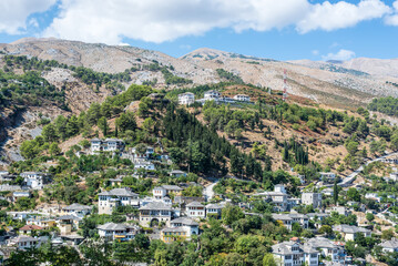 View of the Gjirokaster, a town located in the mountains of Albania