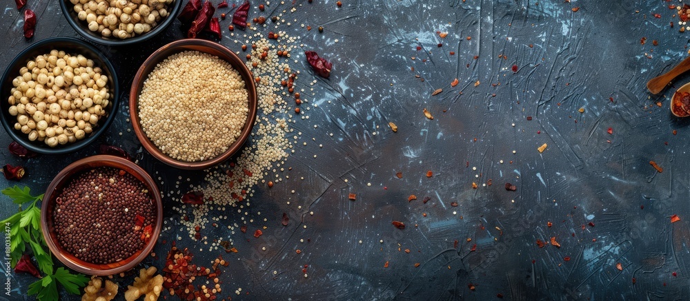 Aufkleber background image featuring healthy eating with quinoa vegan food theme with copy space image