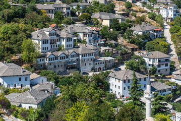 Obraz premium View of the Gjirokaster, a town located in the mountains of Albania