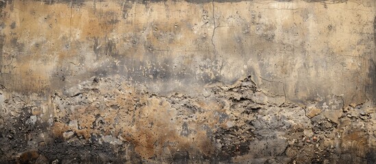 Conceptual grunge wall banner with a vintage touch showcasing a textured old cement or stone surface ideal for conveying a rustic aged look in a copy space image