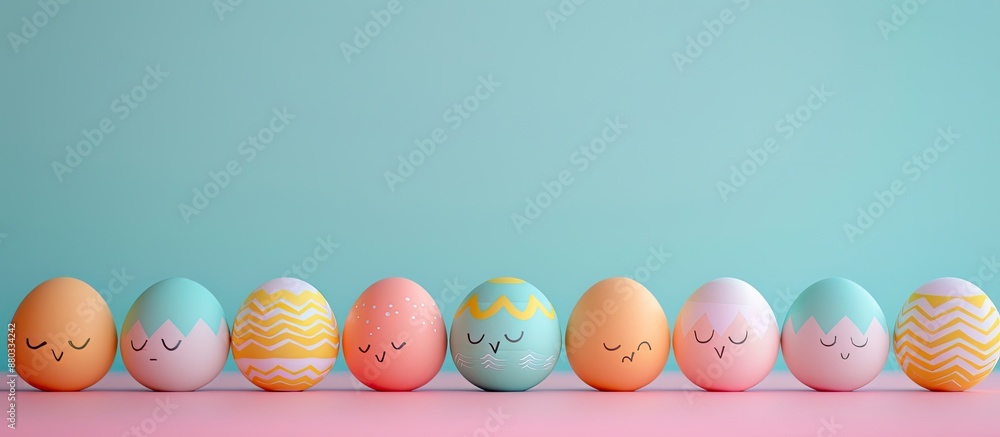 Poster Cheerful eggs with a copy space image above them