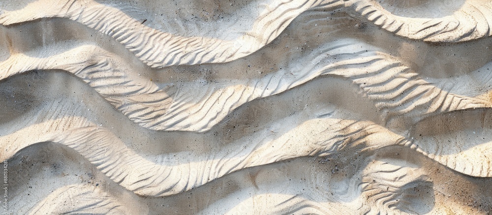 Poster Nautical themed beach sand background with wave like patterns ideal for marine concepts featuring a copy space image