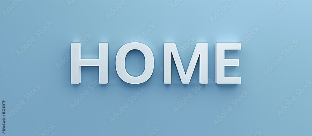 Fototapete Text HOME displayed prominently on a blue backdrop with a spacious area for additional content such as a logo or other elements in the design