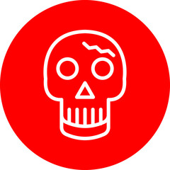 Skull Vector Line White Circle Red
