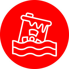 Ocean Oil Spill Vector Line White Circle Red