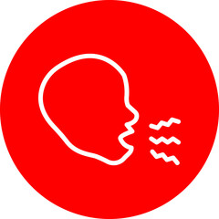 Cough Vector Line White Circle Red