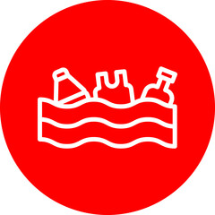 Ocean Waste Vector Line White Circle Red