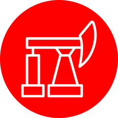 Oil Platform Vector Line White Circle Red