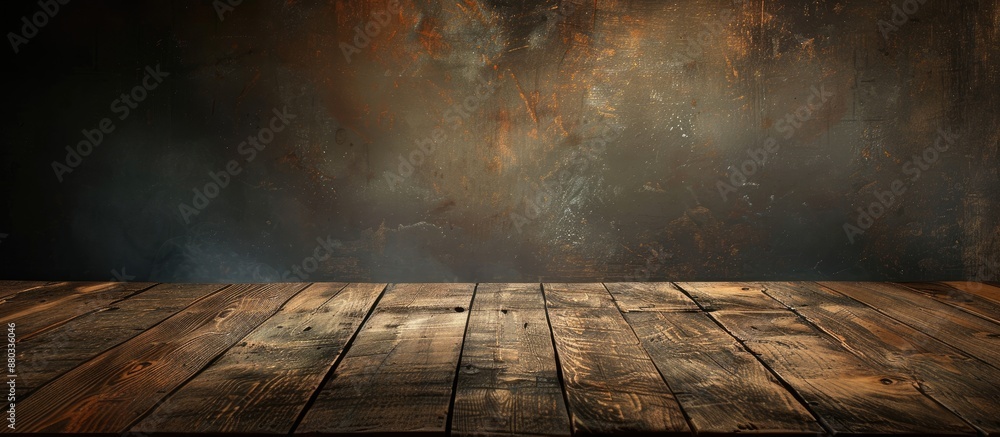 Aufkleber A wooden table with no items provides a clean backdrop for a copy space image