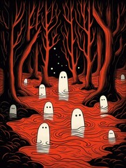 Cute Ghost in Nature. Adorable Illustration for All Ages
