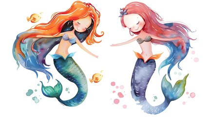 Vibrant Watercolor Mermaid for Nursery Decor and Artwork
