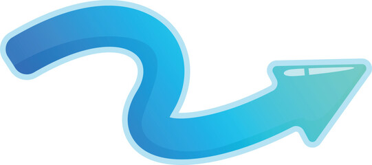 Blue arrow is winding its way forward, showing the way