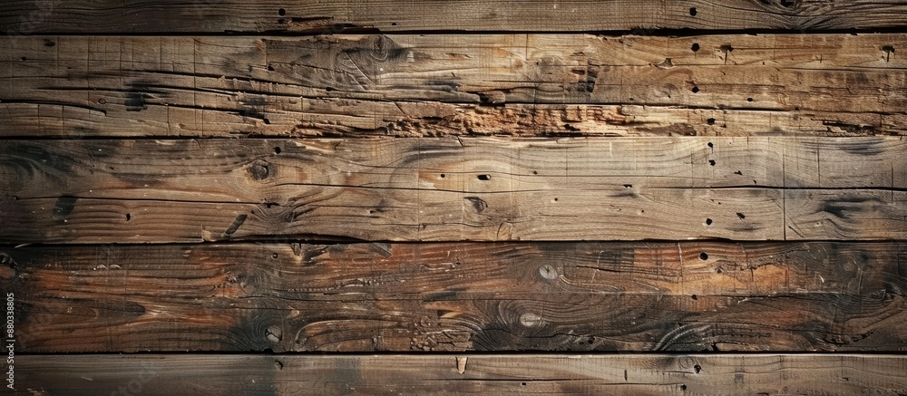 Poster detailed shot showcasing the rugged textures of a wooden plank background ideal for adding text or g