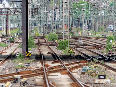 railroad tracks near central station in hagen, Germany