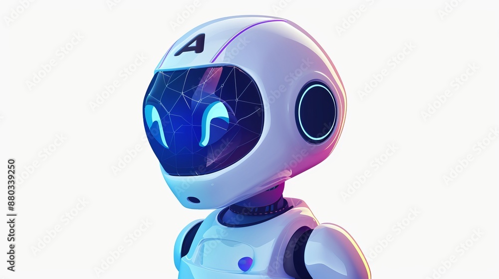 Aufkleber 3d artificial intelligence icon and vector clipart isolated on white background -robot engineer digi