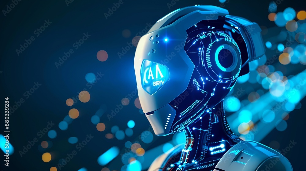 Aufkleber 3d artificial intelligence icon and vector clipart isolated on white background -robot engineer digi