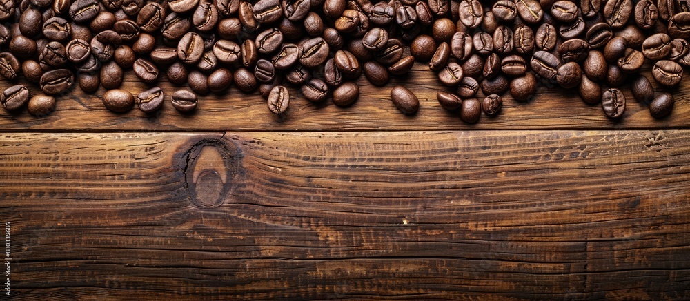 Leinwandbilder Coffee beans after roasting with space for text or design in an image. with copy space image. Place for adding text or design