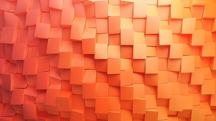 Stylish wall design with block elements in a gradient of orange shades, arranged in a dynamic pattern, creating depth and visual interest