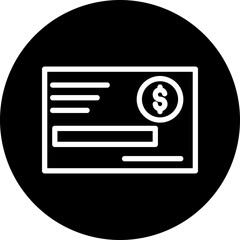 Donation Check Vector Line White Circle Black