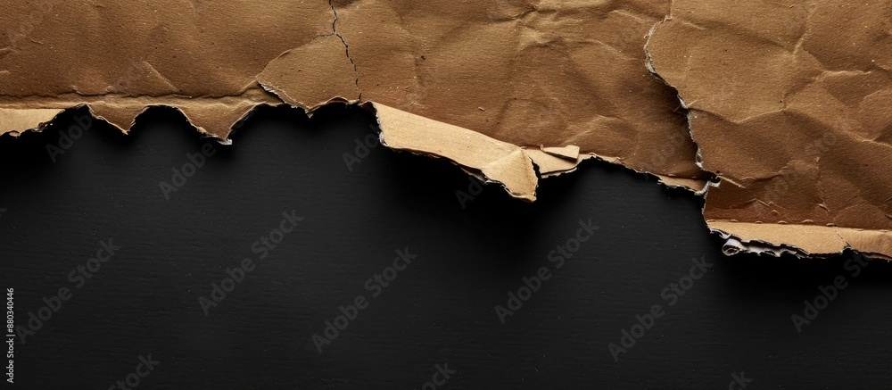 Aufkleber a ripped piece of cardboard on a black background with ample copy space image