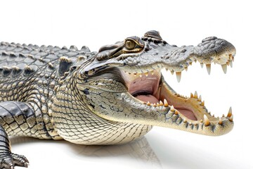 Obraz premium A close-up shot of an alligator's open mouth, suitable for use in wildlife or nature-related contexts