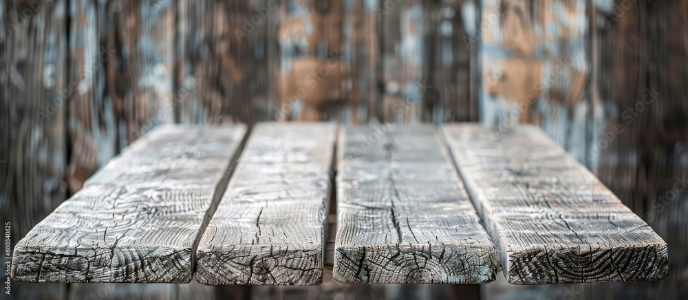 Fototapete Wooden table with shabby chic style creating a rustic background ideal for a copy space image
