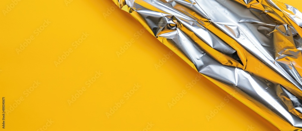 Poster Top view of aluminum foil roll on yellow backdrop with room for text in the copy space image