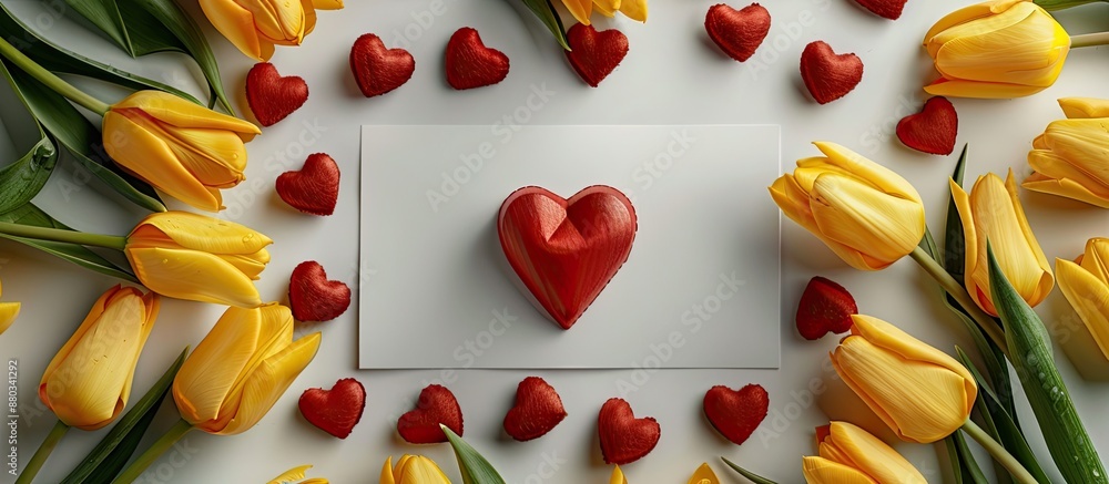 Poster conceptual image for valentine s day women s day or mother s day featuring a blank sheet with a red 