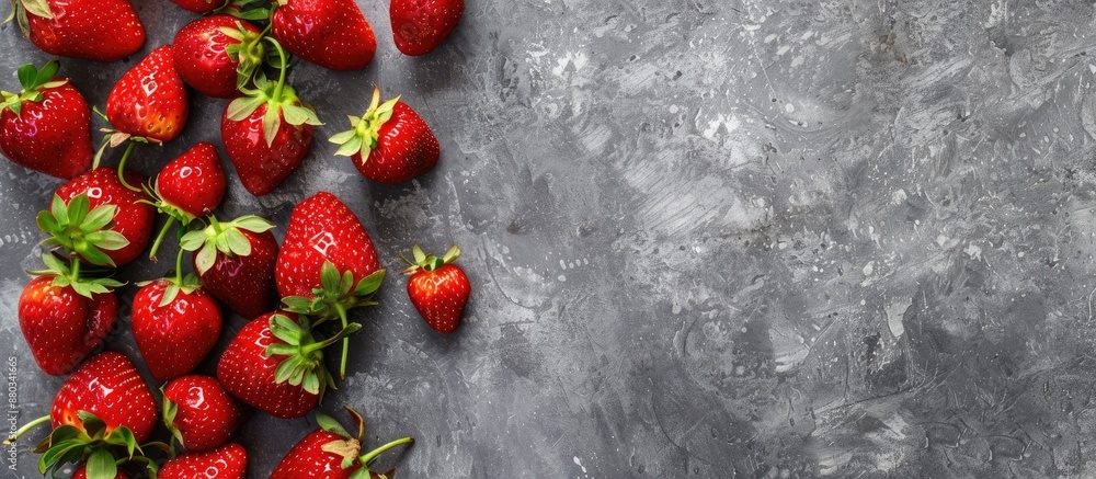 Aufkleber a gray background showcases fresh strawberries with ample copy space image
